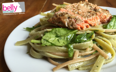 Baked Salmon With Lemon Caper Pasta